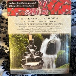 INCENSE WATERFALL GARDEN INCENSE CONE HOLDER CERAMIC WITH 20 backflow cones